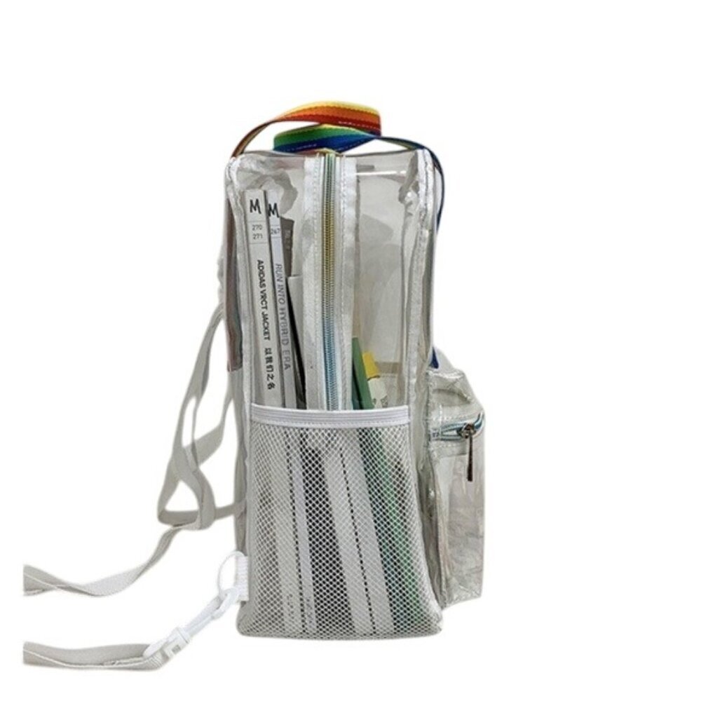 Clear PVC Backpack Rainbow Straps Adjustable & Zi… - image 7
